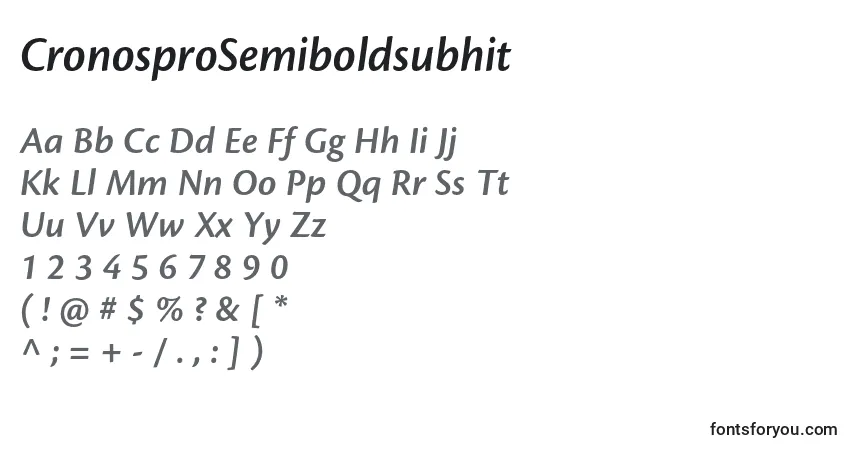 Fuente CronosproSemiboldsubhit - alfabeto, números, caracteres especiales
