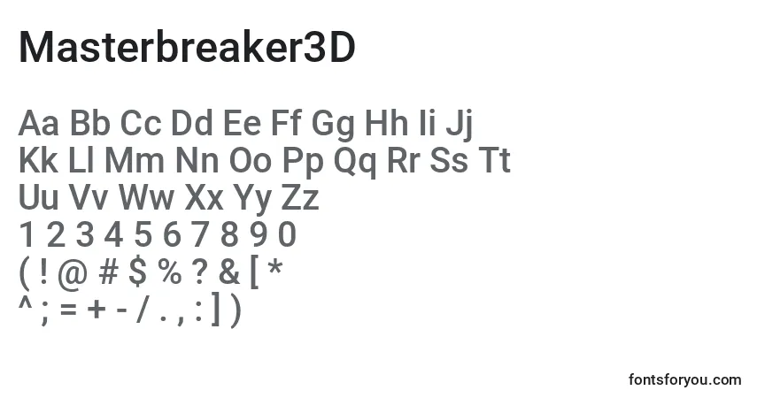 Masterbreaker3D-fontti – aakkoset, numerot, erikoismerkit