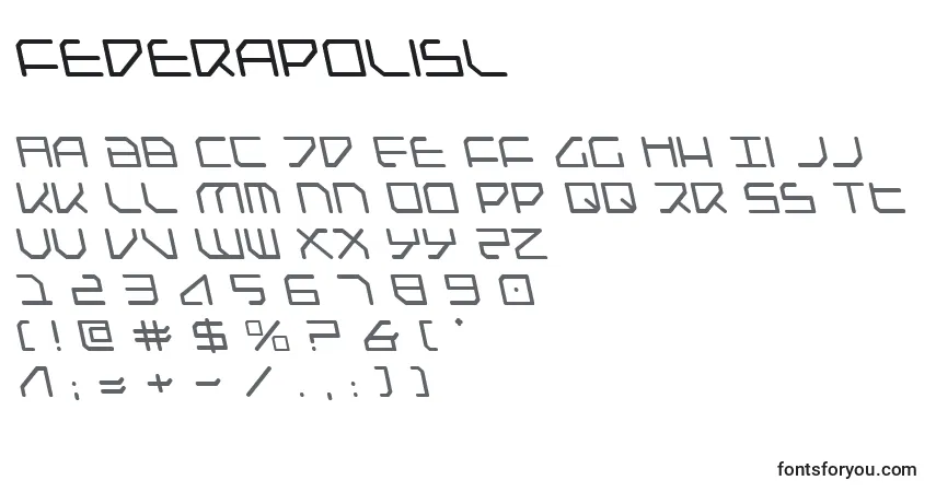 Schriftart Federapolisl – Alphabet, Zahlen, spezielle Symbole
