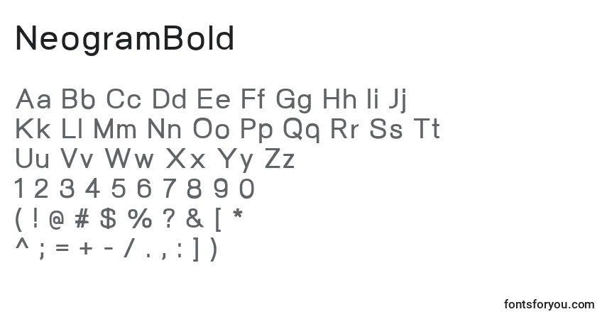 Schriftart NeogramBold – Alphabet, Zahlen, spezielle Symbole