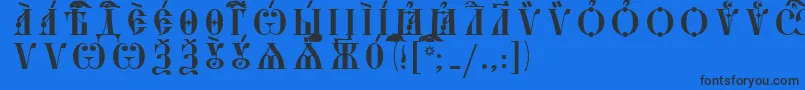 Шрифт StarouspenskayaCapsUcsSpacedout – чёрные шрифты на синем фоне
