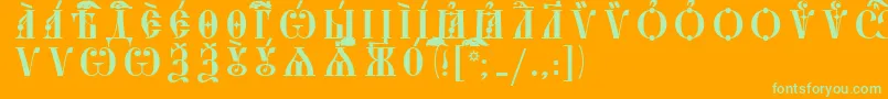 StarouspenskayaCapsUcsSpacedout Font – Green Fonts on Orange Background