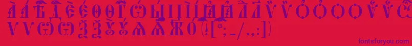 Шрифт StarouspenskayaCapsUcsSpacedout – фиолетовые шрифты на красном фоне