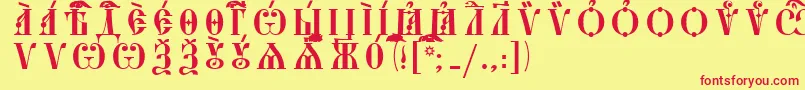 More about StarouspenskayaCapsUcsSpacedout Font StarouspenskayaCapsUcsSpacedout Font – Red Fonts on Yellow Background