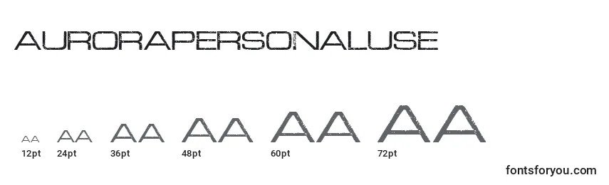AuroraPersonalUse Font Sizes