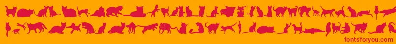 Fonte KittyCatsTfb – fontes vermelhas em um fundo laranja