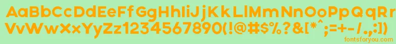 フォントAxis – オレンジの文字が緑の背景にあります。