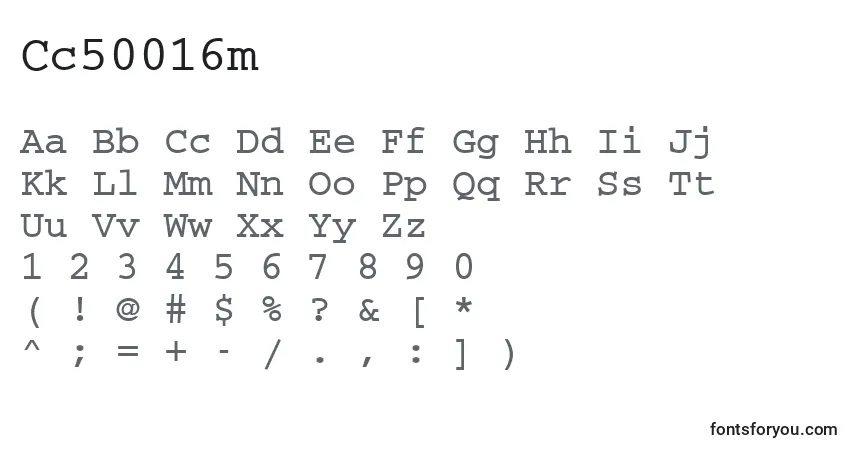 A fonte Cc50016m – alfabeto, números, caracteres especiais