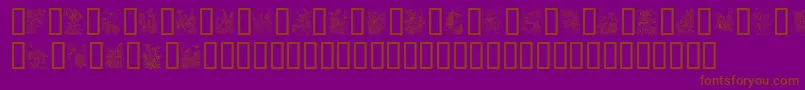 FlowerAndFairyAlphabet-Schriftart – Braune Schriften auf violettem Hintergrund