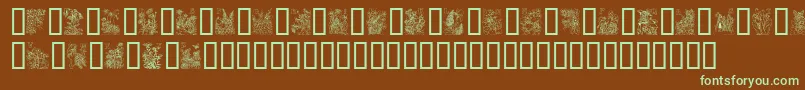 FlowerAndFairyAlphabet-fontti – vihreät fontit ruskealla taustalla
