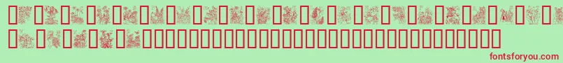 FlowerAndFairyAlphabet-fontti – punaiset fontit vihreällä taustalla