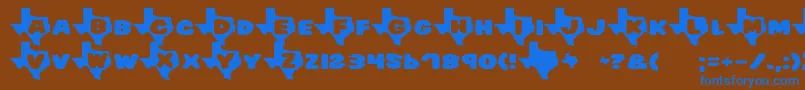 フォントTexas7 – 茶色の背景に青い文字