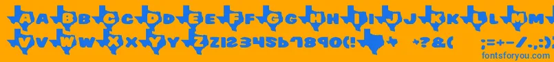 Texas7 Font – Blue Fonts on Orange Background