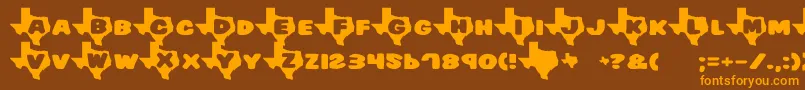 Texas7-Schriftart – Orangefarbene Schriften auf braunem Hintergrund