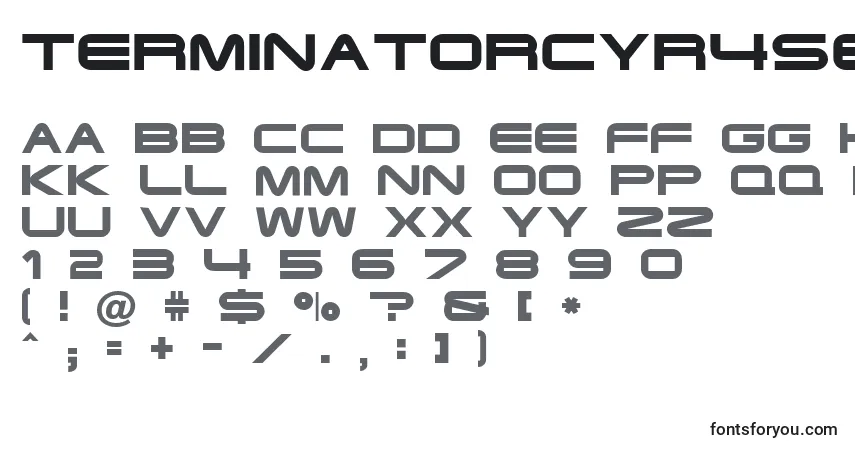 Fuente TerminatorCyr4SemiExpandedBold - alfabeto, números, caracteres especiales
