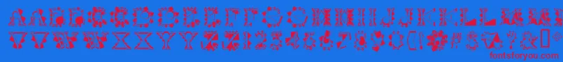 Шрифт Vtcrystalbalzacsplines – красные шрифты на синем фоне