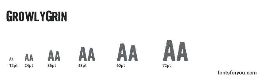 GrowlyGrin Font Sizes