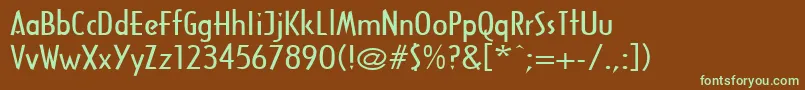 フォントArcanebroadRegular – 緑色の文字が茶色の背景にあります。