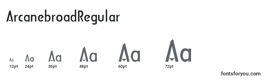Размеры шрифта ArcanebroadRegular