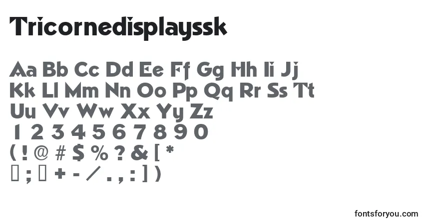 Schriftart Tricornedisplayssk – Alphabet, Zahlen, spezielle Symbole