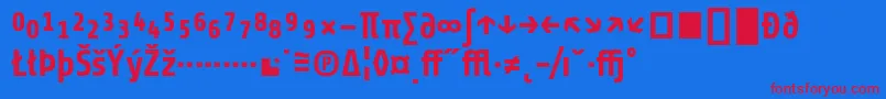 Czcionka ShareBoldexp – czerwone czcionki na niebieskim tle