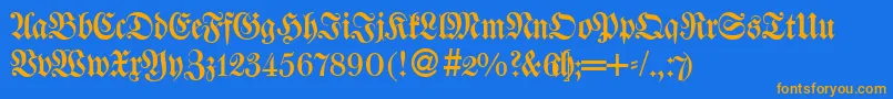 フォントWaggledbNormal – オレンジ色の文字が青い背景にあります。