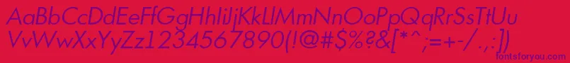 AFuturicabookItalic Font – Purple Fonts on Red Background