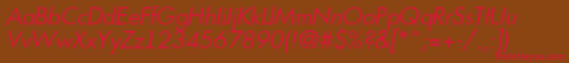 フォントAFuturicabookItalic – 赤い文字が茶色の背景にあります。