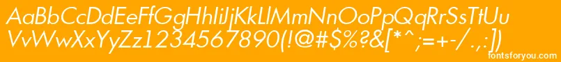 フォントAFuturicabookItalic – オレンジの背景に白い文字