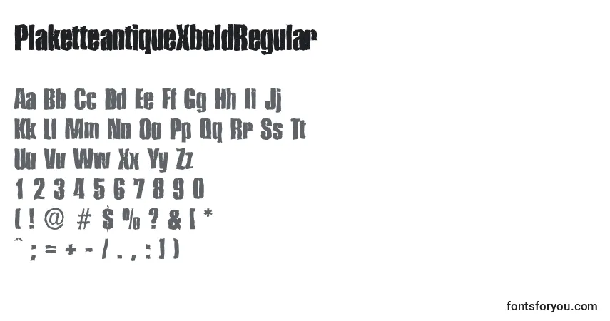 Шрифт PlaketteantiqueXboldRegular – алфавит, цифры, специальные символы