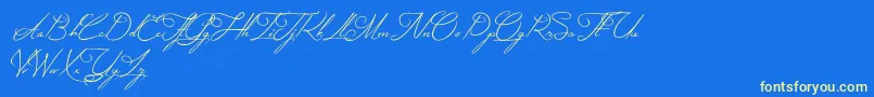 MysteriousElegance-Schriftart – Gelbe Schriften auf blauem Hintergrund