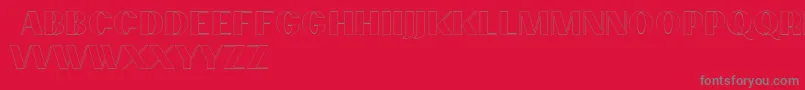 Fonte PassionsanspdcaOutlineligh – fontes cinzas em um fundo vermelho