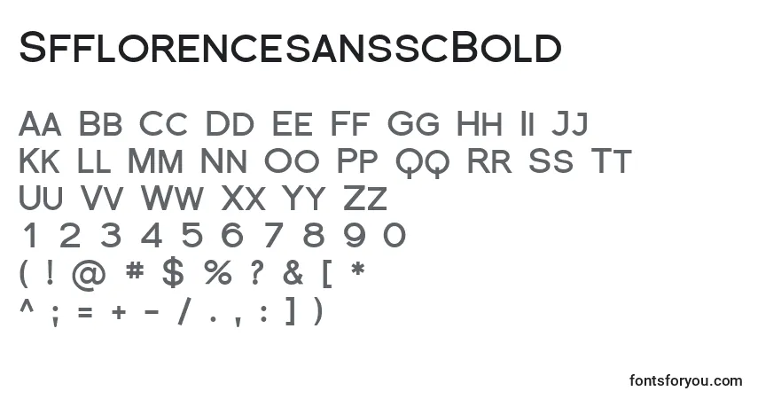 Шрифт SfflorencesansscBold – алфавит, цифры, специальные символы