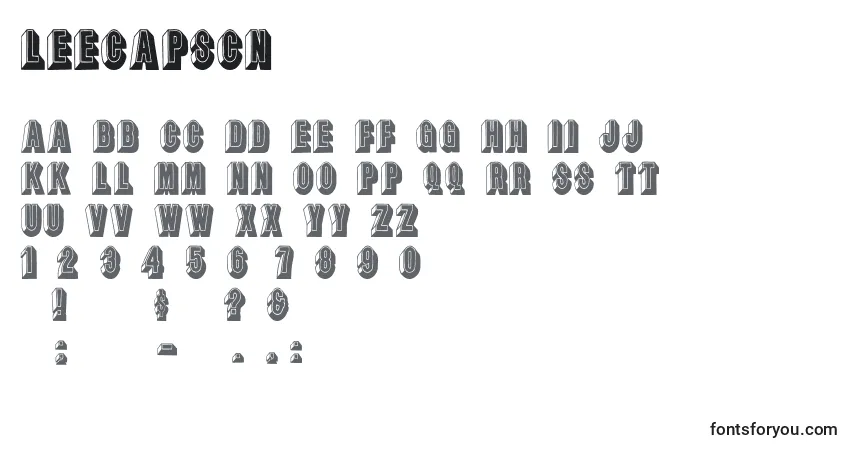 Schriftart Leecapscn – Alphabet, Zahlen, spezielle Symbole