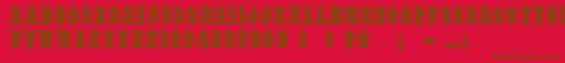 Leecapscn Font – Brown Fonts on Red Background