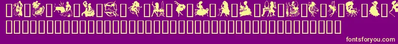 フォントGeSilhouetteWomen – 紫の背景に黄色のフォント