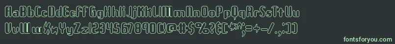 フォントUnexploredGalaxiesOBrk – 黒い背景に緑の文字