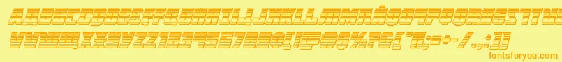 フォントOctoberguardchromeital – オレンジの文字が黄色の背景にあります。