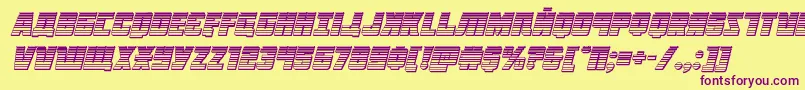Fonte Octoberguardchromeital – fontes roxas em um fundo amarelo