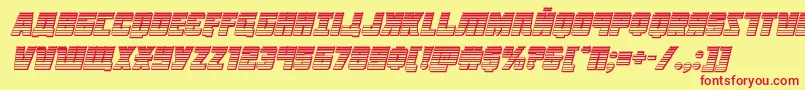 Octoberguardchromeital-Schriftart – Rote Schriften auf gelbem Hintergrund