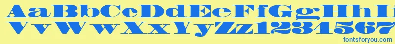 フォントFacadeSsiBlack – 青い文字が黄色の背景にあります。