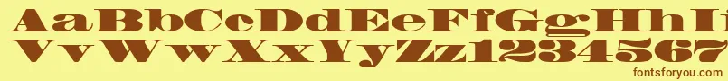 フォントFacadeSsiBlack – 茶色の文字が黄色の背景にあります。