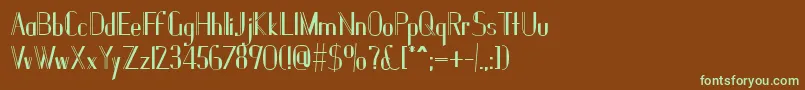 フォントJanesville51B – 緑色の文字が茶色の背景にあります。