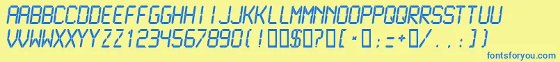 フォントLcdmonoNormal – 青い文字が黄色の背景にあります。