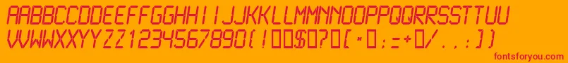 LcdmonoNormal-Schriftart – Rote Schriften auf orangefarbenem Hintergrund