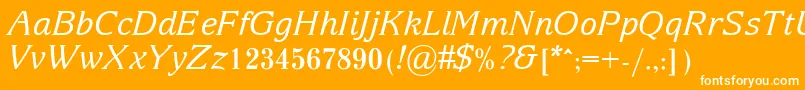 Czcionka ArianGrqiItalic – białe czcionki na pomarańczowym tle