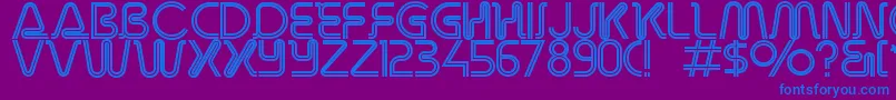 Overdriveinlinealternate-fontti – siniset fontit violetilla taustalla