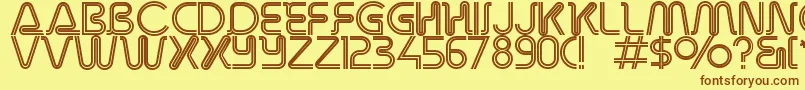 Шрифт Overdriveinlinealternate – коричневые шрифты на жёлтом фоне
