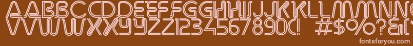 Overdriveinlinealternate-fontti – vaaleanpunaiset fontit ruskealla taustalla
