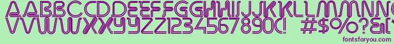 Overdriveinlinealternate-fontti – violetit fontit vihreällä taustalla